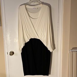 DKNYC Faux wrap Batwing top dress